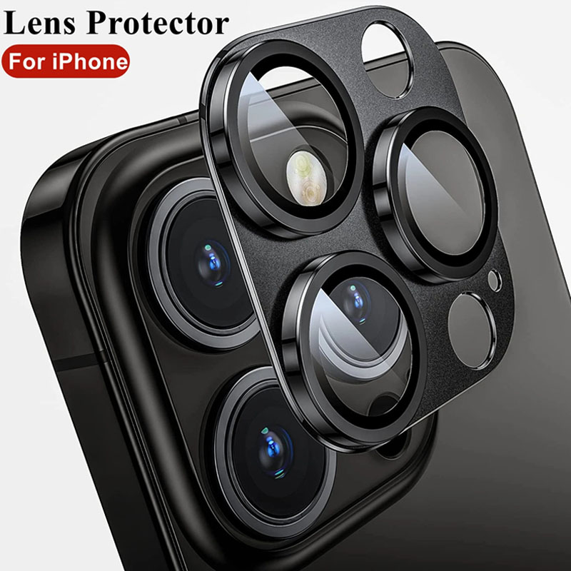 Protezione Fotocamera Niboow Per IPhone 15 Pro / 15 Pro Max - Grigio - Vetro Temperato 9H Con Anello In Alluminio