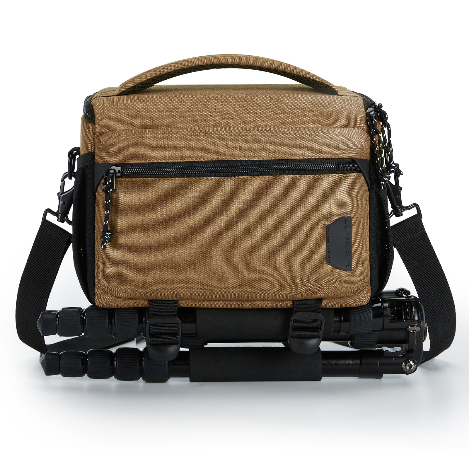 BAGSMART-Sac pour appareil photo avec support trépied, sacs initiés à la prolifération compacte pour DSLR SLR, étui à bandoulière étanche pour appareils photo: Marron