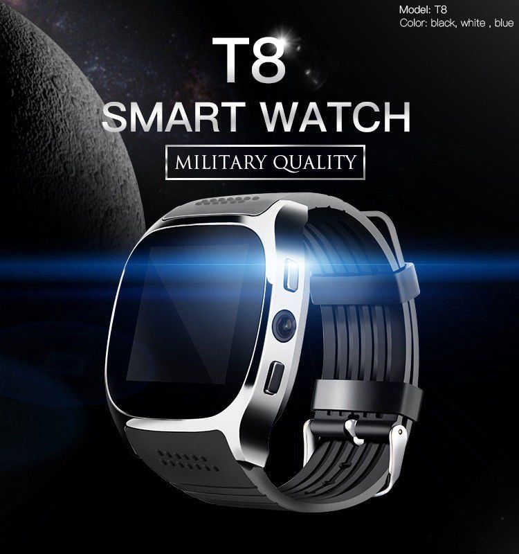 T8 Model Bluetooth Smart Horloge Telefoon Polshorloge Fitness voor Android en iOS