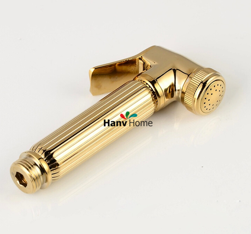 Torneira kraan wc goud hand held luier bidet sproeier douche shattaf spray douche kit jet & koper golden houder & 1.5 m slangen
