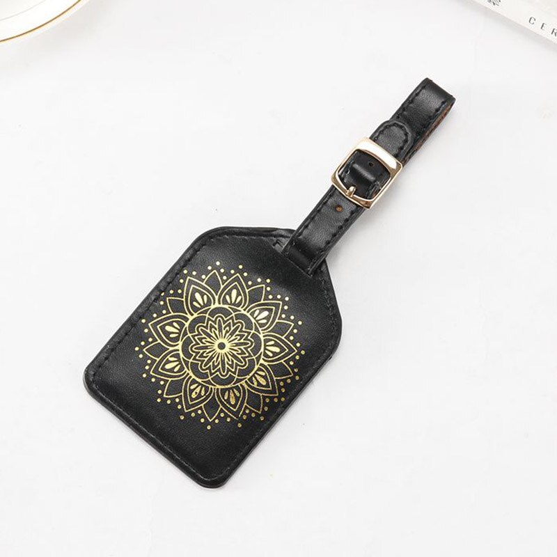 Travel Accessories stamping Luggage Tag Women Portable PU Leather Label Suitcase ID Address Holder Baggage Boarding