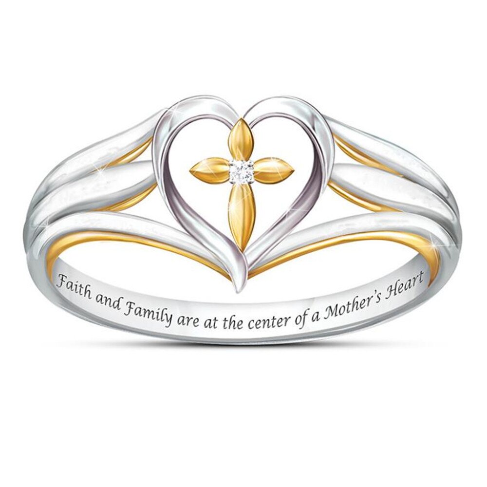 Neue exquisit luxus kreative herz-förmigen quer religiöse überzeugung Ring weibliche romantische bankett Souvenir