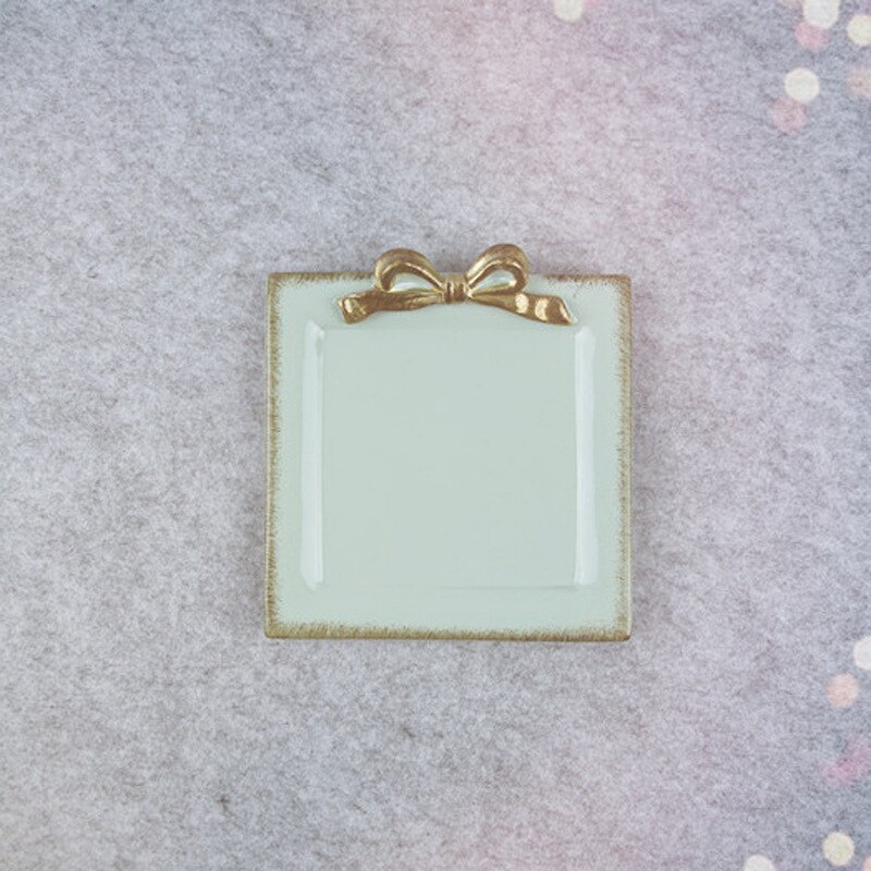 1PCS Strik Hars vierkante Platen Decoratie Ambachten Snack candy cake opbergvak Ringen Sieraden schotel Snack schotel voor bruiloft: Blue