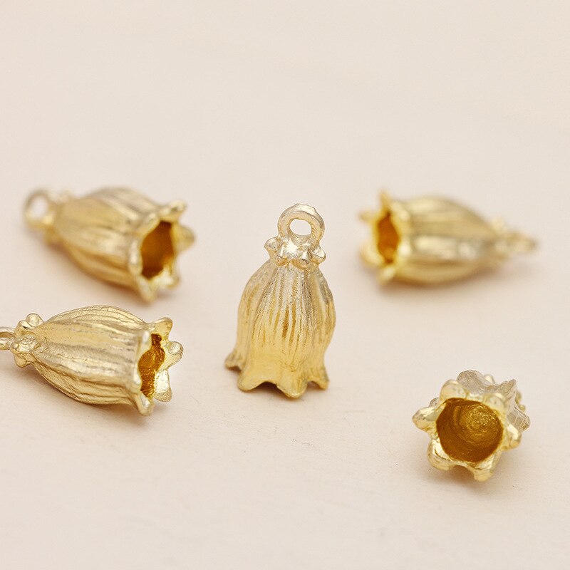 20pcs Tassel End Caps - 7x16mm Copper Metal Jewelry Findings for Leather Cord: Gold
