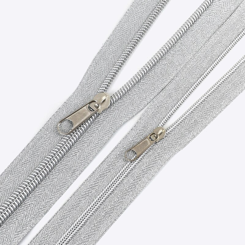 5/10Meters 3# 5# Nylon Repair Zipper Zipper Slider Plastic Coil Zippers Bag Purse DIY Replacement Zips Garment Sewing Accessory: KY273KY378-Silver / No5 / 10Meters10PcsSlider