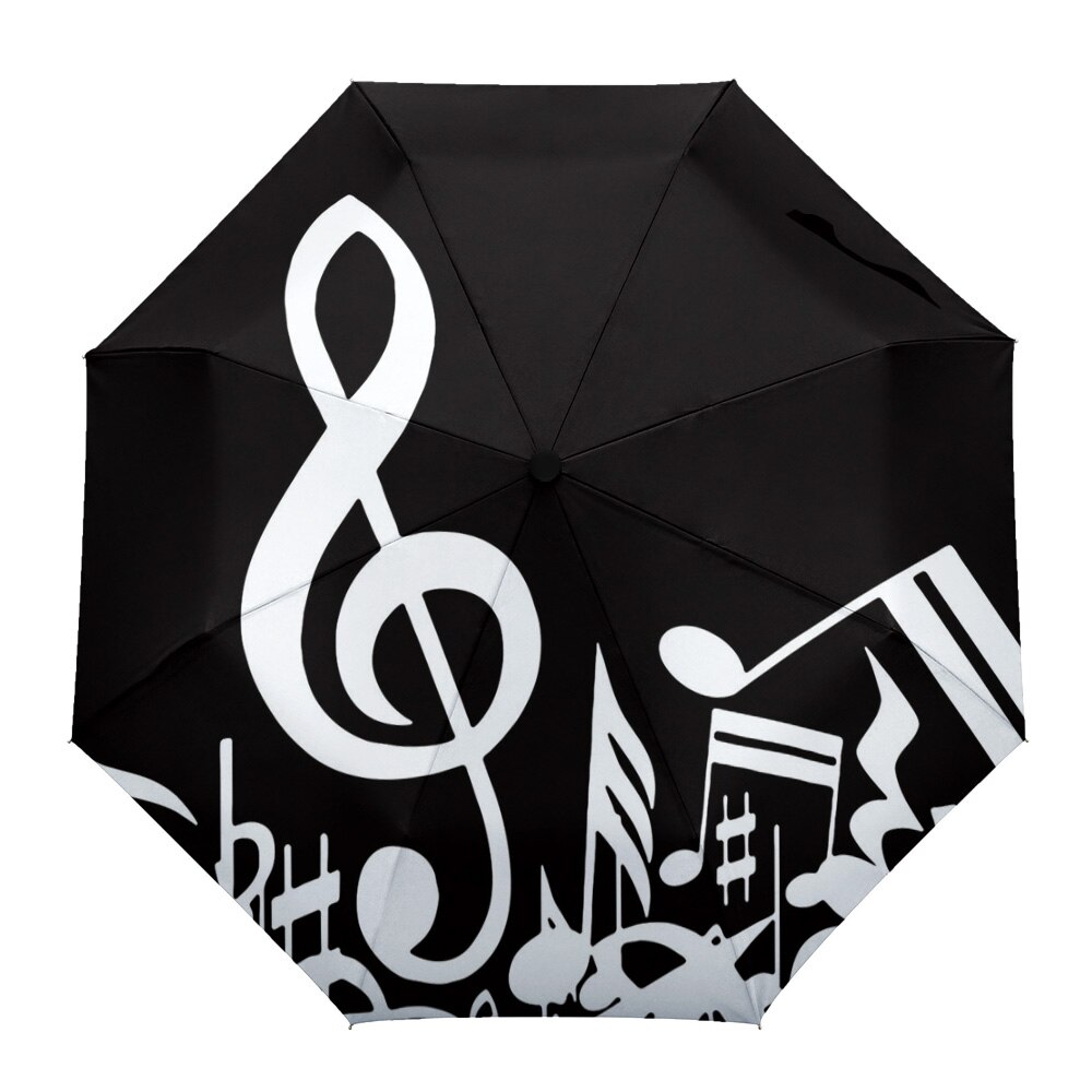 Note Zwart Wit Acht Bone Automatische Opvouwbare Paraplu Vrouwelijke Mannelijke Luxe Waterdichte Paraplu Paraplu Regen Vrouwen