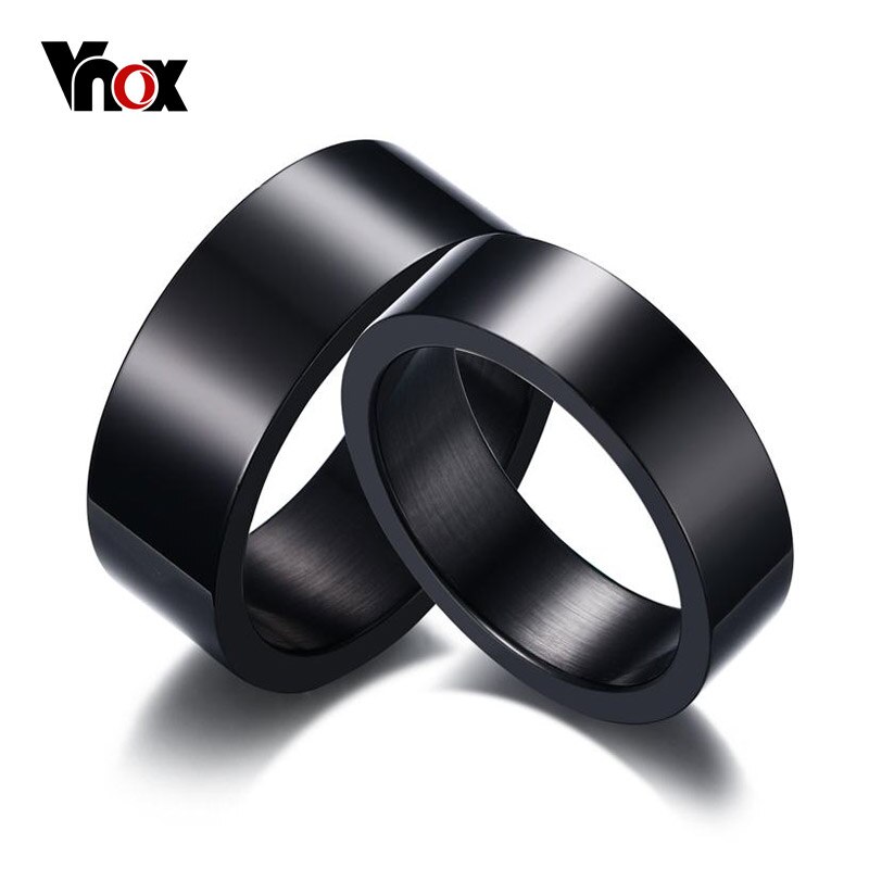 Vnox Black Stainless Steel Ring for His and Her Best Friend Promise Jewelry