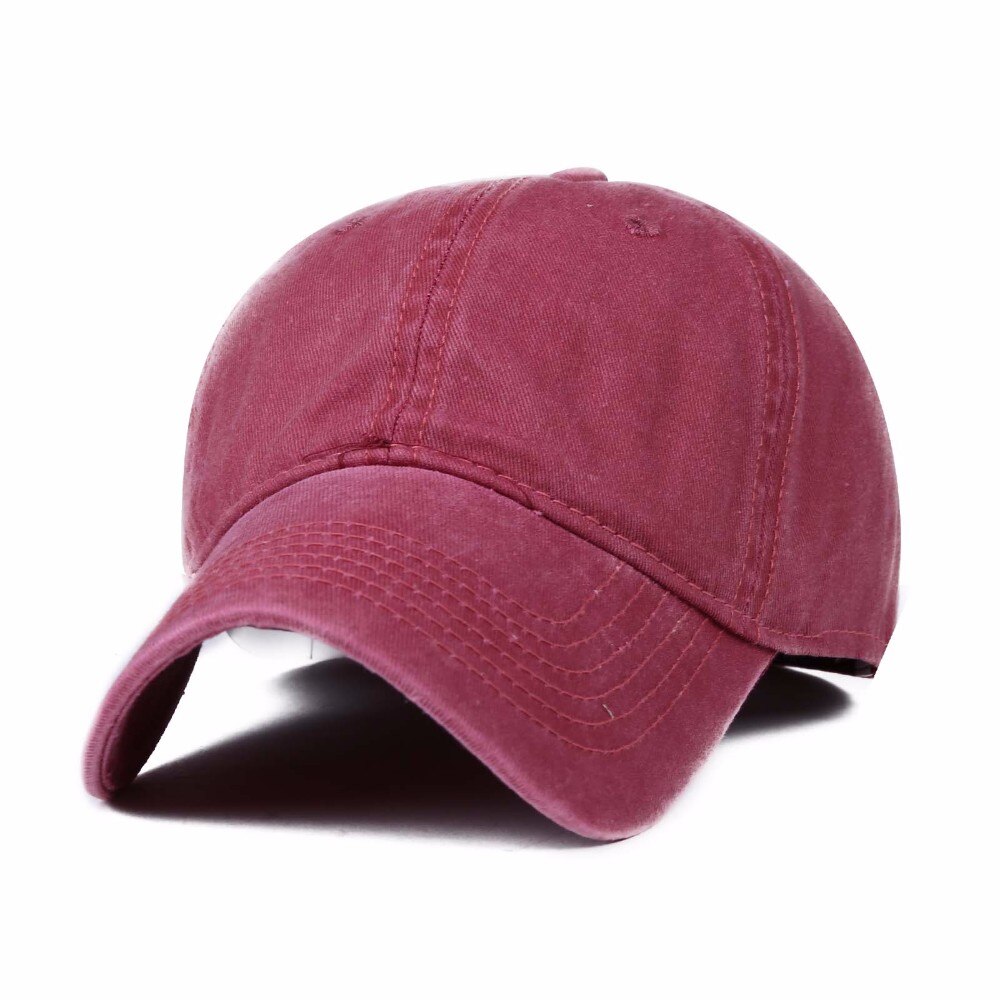Baseballcaps justerbar caps for menn fritidshatter ensfarget snapback sommer høst lue caps: Vinrød