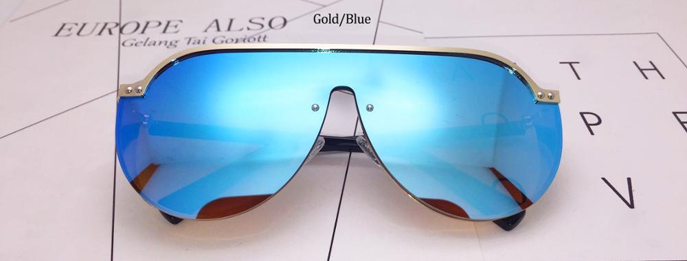 vintage mirror pilot women's sunglasses blue Brand sunglasses woman Oversized luxury shades for women