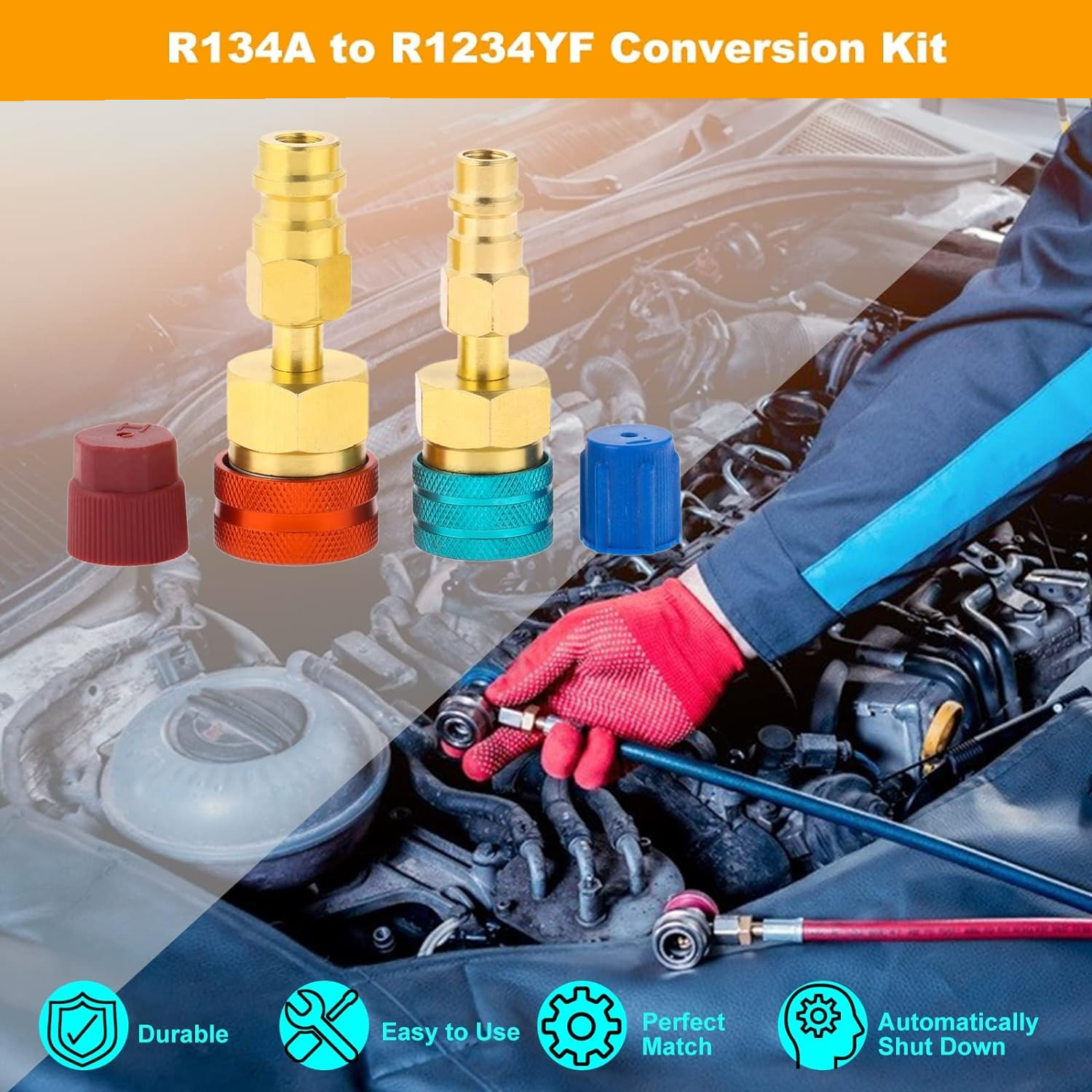 Adapter Snelkoppeling Voor R1234YF Naar R134A Hoge Lage Kant Adapter Fitting Connector Auto Airconditioning Fitting Auto Gereedschap