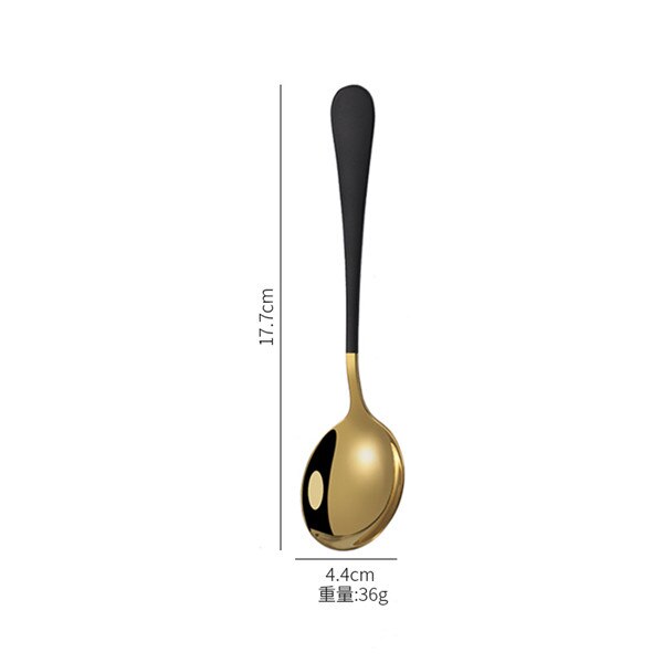 Colorful Soup Spoon 304 Stainless Steel Dinner Spoon With Long Handle Big Cooking Food Scoop For Kitchen Tableware: gold 4