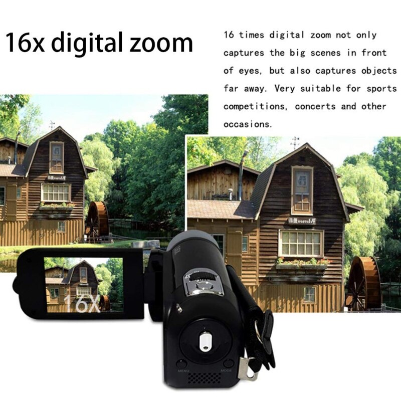 Vlog Camera Recorder Video Camera Camcorder 16X Digitale Zoom Lcd Flip Screen.