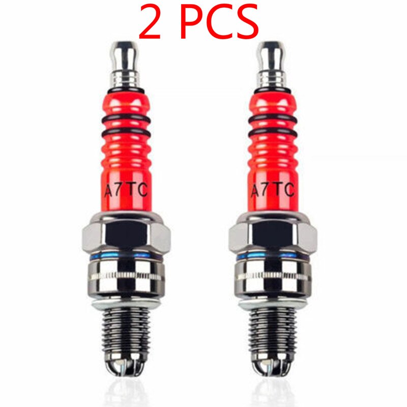 1pc Spark Plug High Performance 3-Electrode For GY6 50cc-70cc Scooter Motorcycle 10mm Spark Plug Car Accessories: 2 Pcs