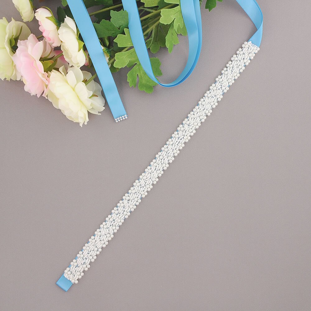Wedding Sash Strass Zijden Lint Bruiloft Bruids Riem Crystal Sash Art Deco Strass Riem Wedding Sash Belt Bridal Gown: Blue