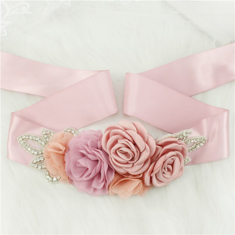 Cinturones de boda con diamantes de imitación para mujer, accesorios de boda, banda de flores de satén, pretina para niña, cinturón de boda