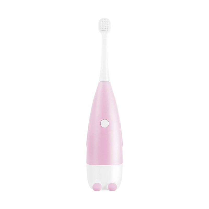 Electric Toothbrush With 2 Brush Heads Battery Operated Oral Hygiene Teeth Brush Soft Fur For Children: Pink
