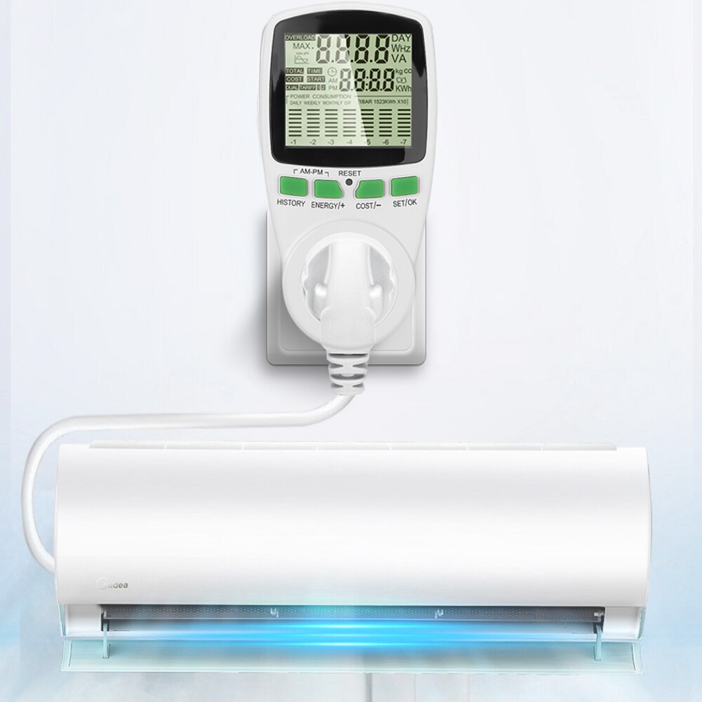 110/230v 50hz digital wattmeter lcd effektmåler wattmåler analysator energi kwh effektanalysator monitor