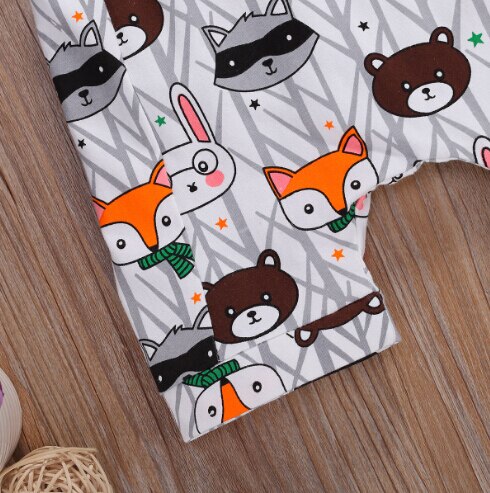 Neugeborenen Baby Jungen Mädchen Overalls Shorts Cartoon Tier Druck Ärmel Taste Overalls Outfits Größe 0-24M