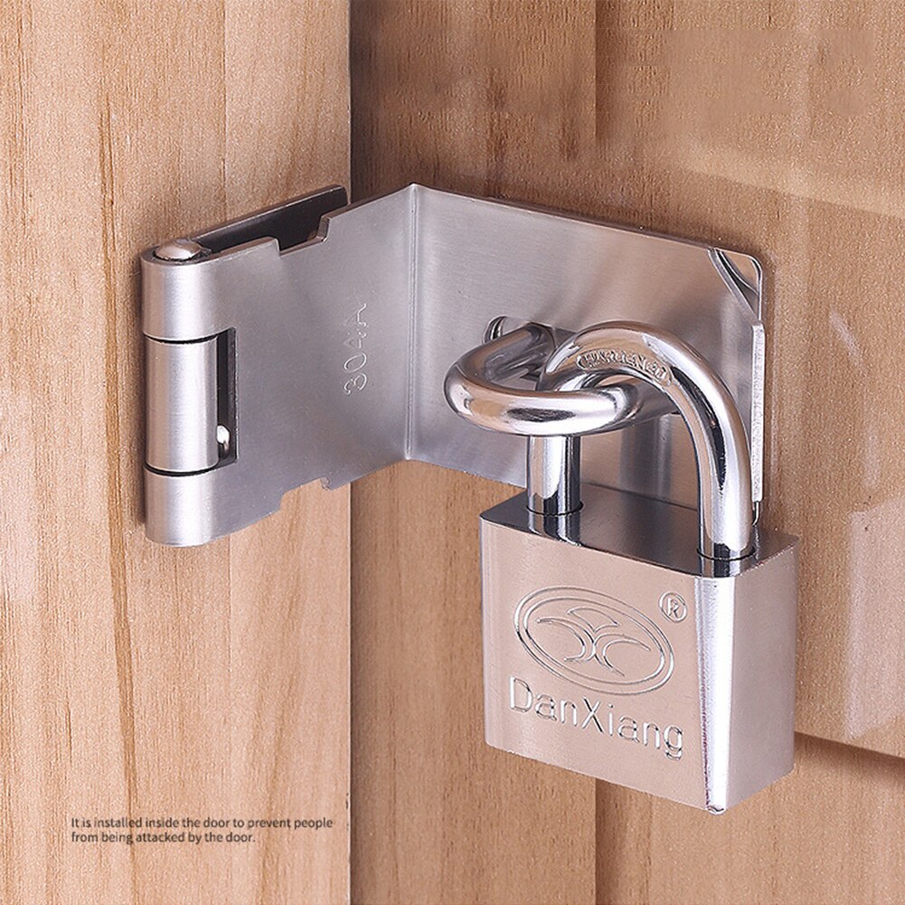 Right angle door lock attachment 90 degree stainless steel door buckle rust padded padlock door latch stainless steel latch
