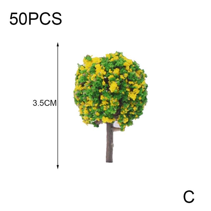 50 Stuks Bloem Model Trein Ronde Bomen Bal Vormige Landschap Kleuren Schaal Landschap 1/87 Gemengde K7W9: C