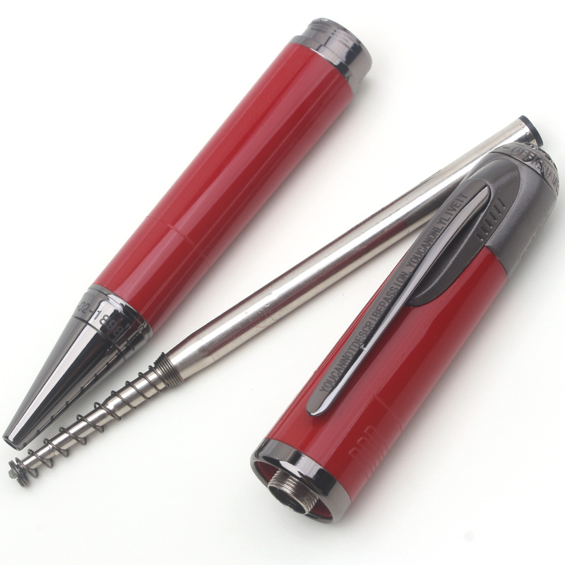 Classique Signature Ferr-ari Gray/Silver Clip Red Piston Rollerball Ballpoint Ink Fountain Pen Office Writing for