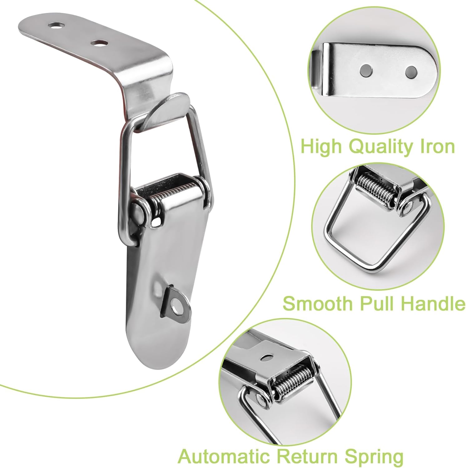 4pc 90 Degree Hook Lock Bolt Stainless Steel Safety Angle Locking Latch Buckle Loaded Toggle Latch for Door Toolbox Windows Case