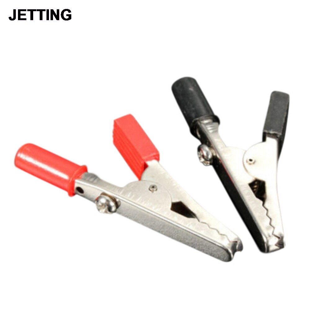 2Pcs/lot Insulated Crocodile Clips Plastic Handle Cable Lead Testing Metal Alligator Clips Clamps 55mm Length