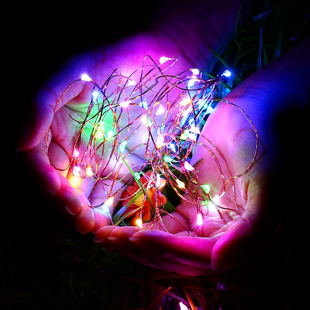 2m 5m 10m kobber julelys batteridrevne guirlande street led string navidad havebryllup dekorationer noel guirnalda