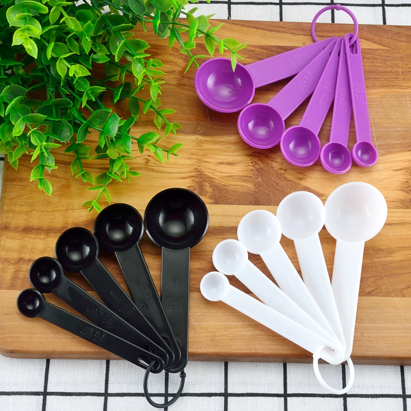 Cuchara medidora portátil, juego de 5 unidades, cuchara medidora de plástico, utensilios de cocina o cafetería, utensilios de cocina plásticos