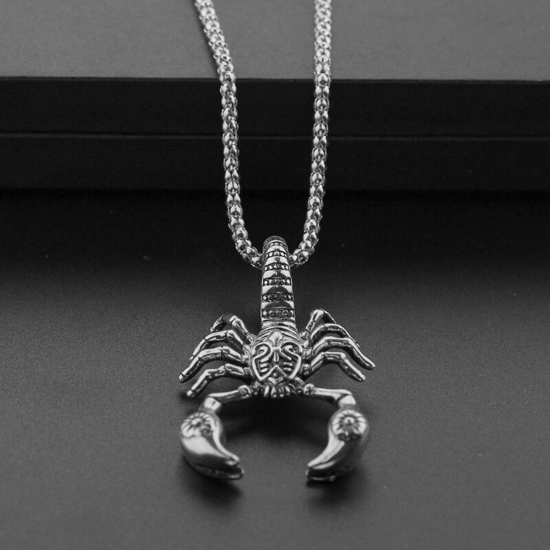 Männer Hip Hop Schmuck Scorpio Lange Kette Silber Farbe Scorpion Anhänger Halskette für Männer Frauen Punk Rock Weihnachten Schmuck