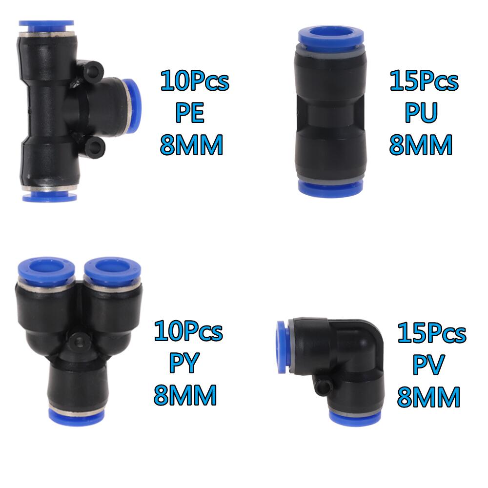 50Pcs/lot Pneumatic Fittings Connector PU PY PE PL Trachea Connector Set Plastic Air water Hose Tube Gas 4mm to12mm: 50Pcs-8mm Fittings