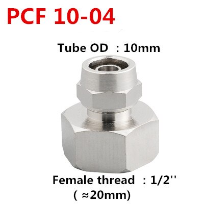 1PCS Internal Thread Straight Through Copper Material Pneumatic Screw PCF Quick Connectors Fitting Gas Hose One Touch Push Into: 10-04