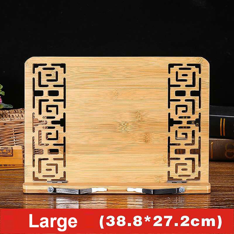 Bamboo Book Stand - Reading Rest holder Cookbook Cook Stand/Foldable Tablet PC textbook/Music Document Stand/Desk Bookrest: large