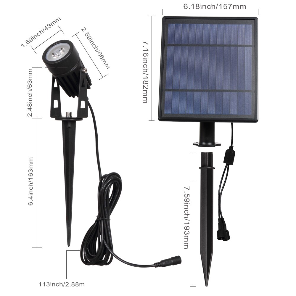 T-SUNRISE Solar Light LED Green Landscape Lamp Two Spotlights with Solar Panel Outdoor Garden Light Courtyard Decoration IP65
