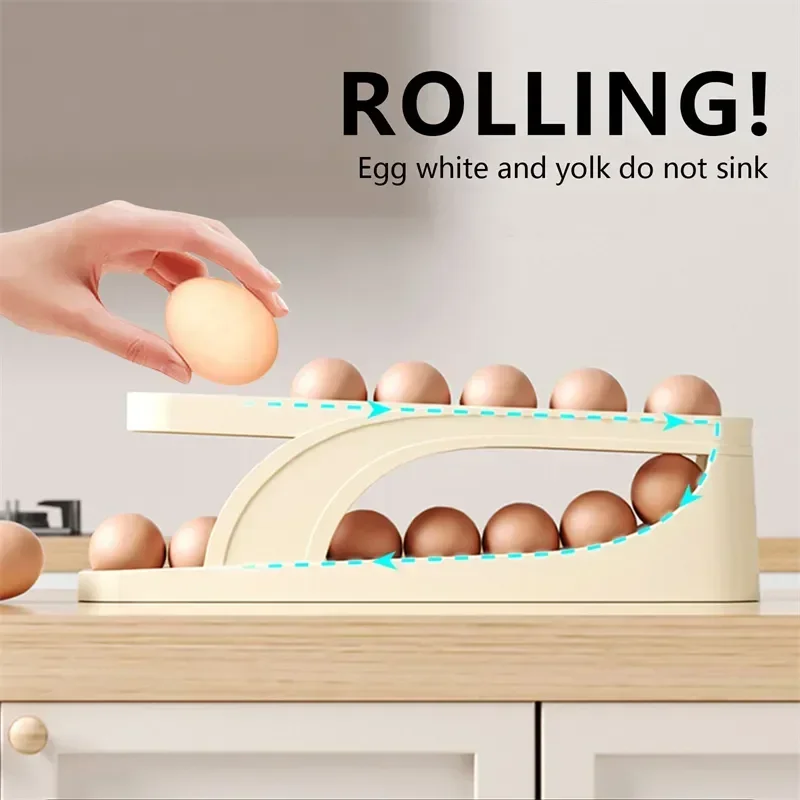 Automatisches Scrollen Eier Regal Halfter Aufbewahrung sbox Eierkorb Behälter Organizer Rolldown Kühlschrank Eier Spender für sterben Küche