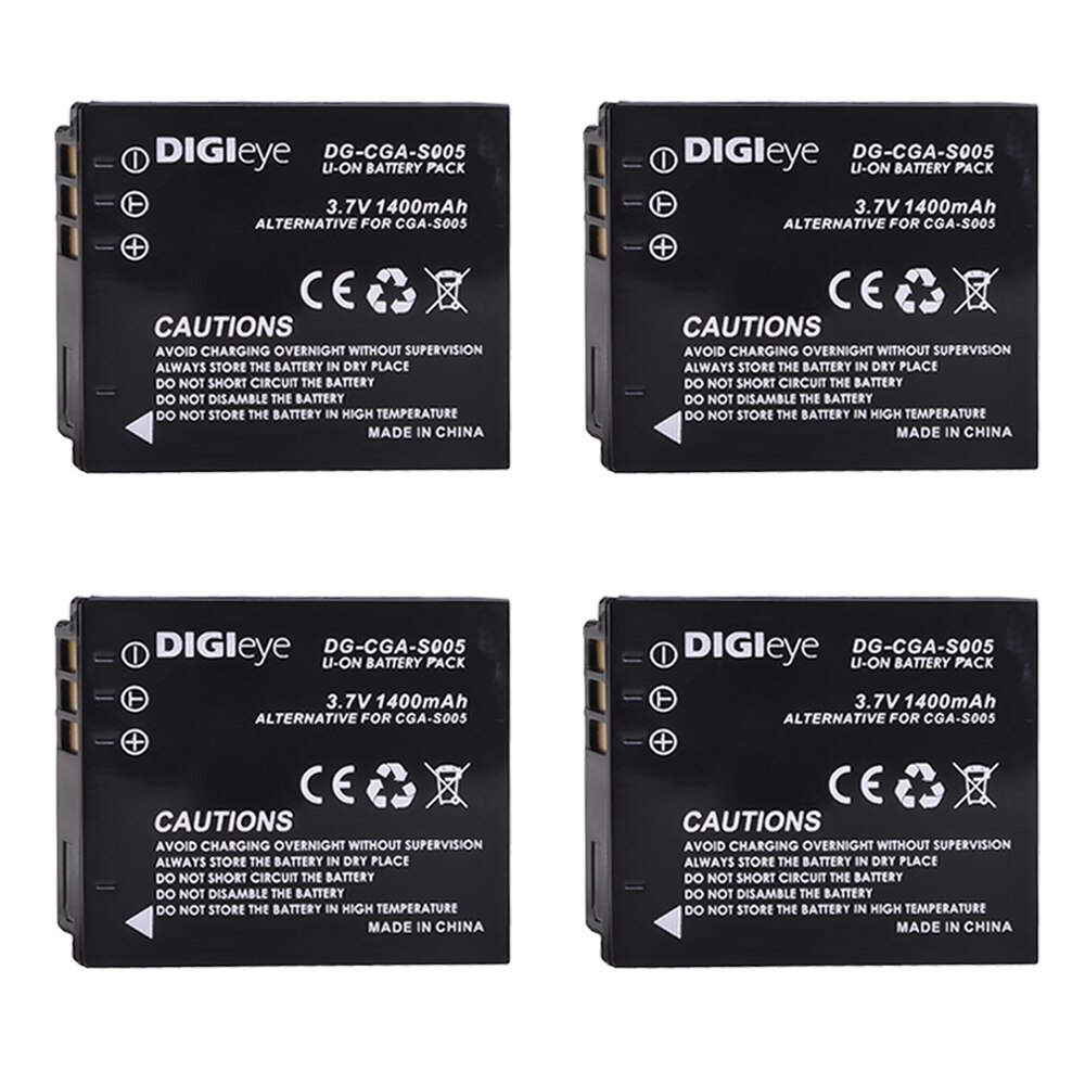 CGA-S005 S005E DMW-BCC12 Battery for Panasonic Lumix DMC-FS1 FS2 FX1 FX3 FX8 FX9 FX10 FX12 FX50 FX100 DMC-LX1 LX2 LX3: 4Pcs