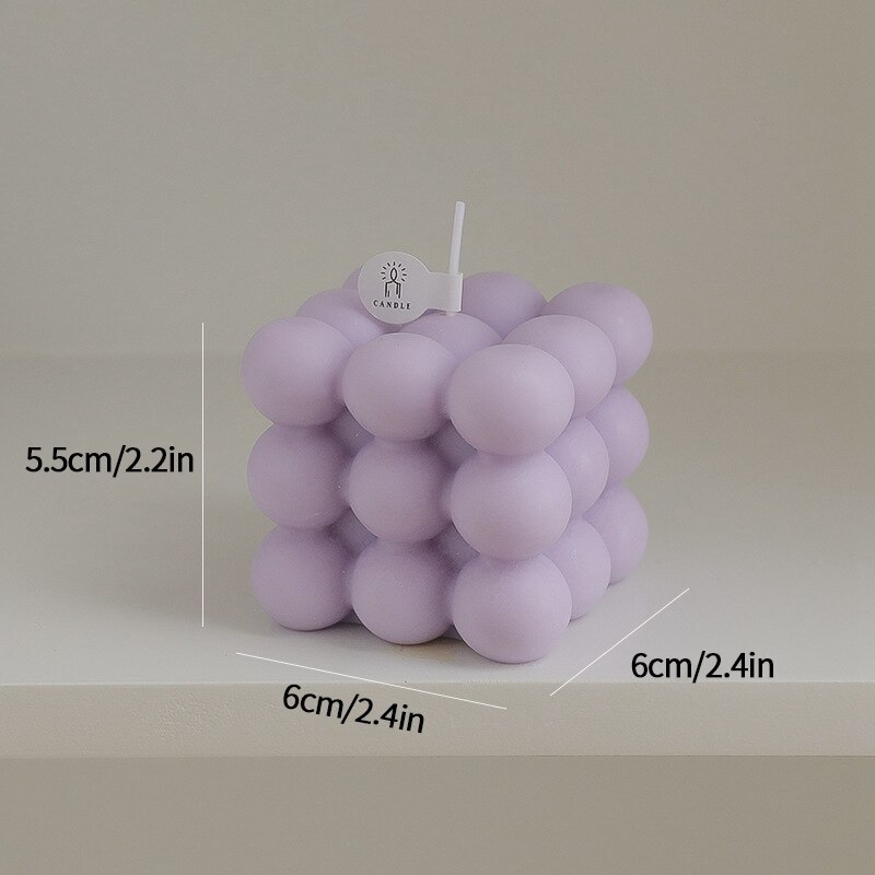 Bubble Cube Aromatherapy Candle Mini DIY Scented Candles Relaxing Birthday Handmade Home Decoration Party Photo Props: Purple 6x6x5.5cm