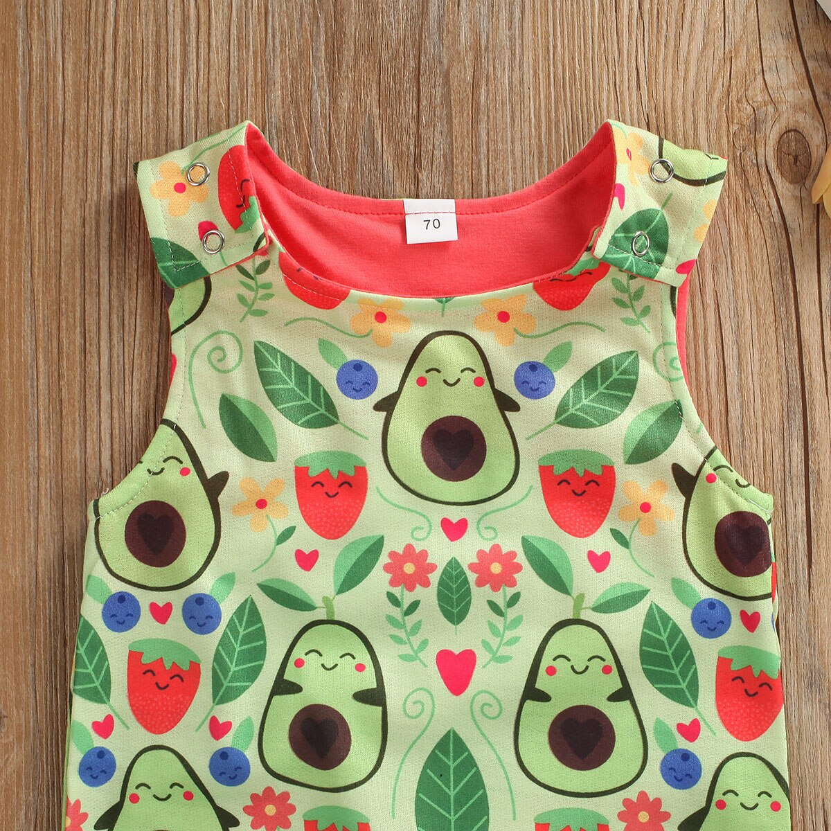 Baby Sommer Kleidung Neugeborene Jungen Mädchen Kleidung Avocado Strampler ärmellos Obst Druck Gesamt Gesamt Outfit