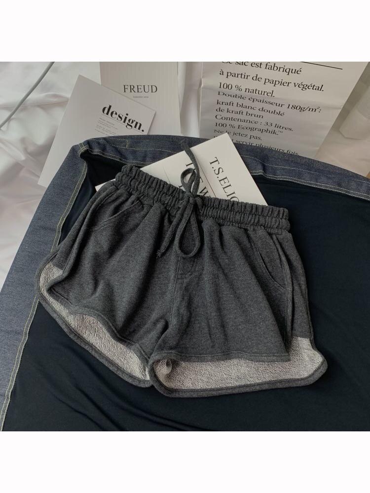 kurze Hose Frauen's Sommer hoch Taille schlank lässig Hose Schüler Koreanisch Ausführung lose A-Linie Hose weit-Bein alle-Spiel Sport Hose: grau / XXL