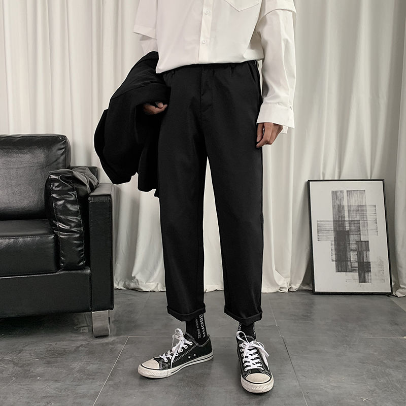Pantalon coréen pour homme, droite, couleur unie, robe d'affaires, Streetwear sauvage et ample, modèle pantalons décontractés