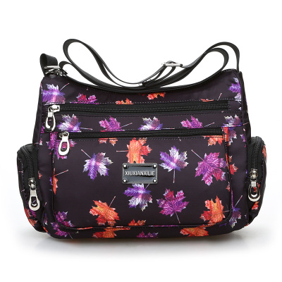 Vandtæt oxford skuldertaske flarol print messenger bag letvægts landlig stil fritidstaske sød frisk modertaske praktisk: 3