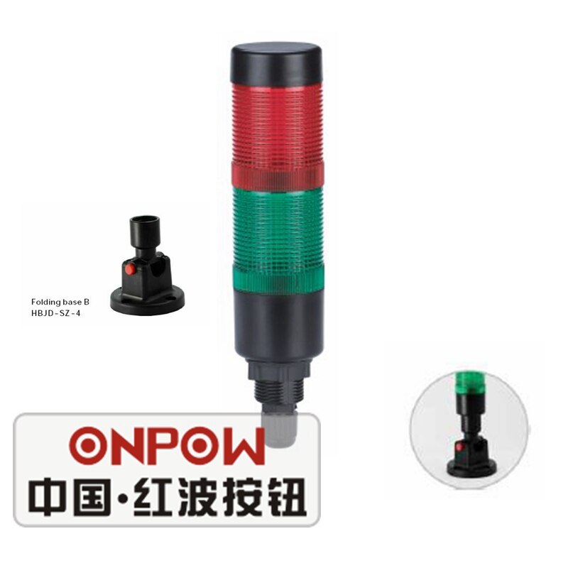 ONPOW 40mm 24V/220V Industrial Warning Light Red Green Continual LED Light Indicator Signal Tower Light (HBJD-40D/2/RG/E)