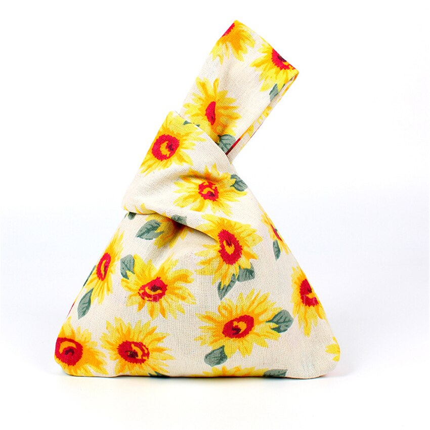 Bolsa de estilo japonés a rayas para la muñeca, bolso portátil con nudo pequeño, bolsa estampada para estudiantes, bolsas delicadas de algodón para el almuerzo, 1 ud.: Color2