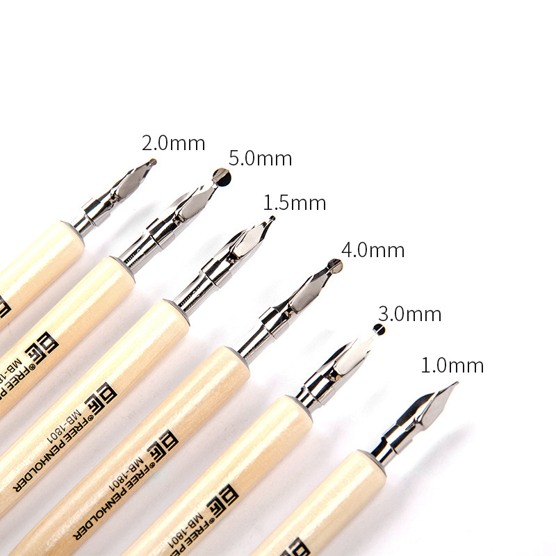 Stort hode kalligrafi skisse og tegneserie multifunksjons penner fontwork dyppe penn maling forsyninger 1.0/1.5/2.0/3.0/4.0/5.0mm 6 stk / mye