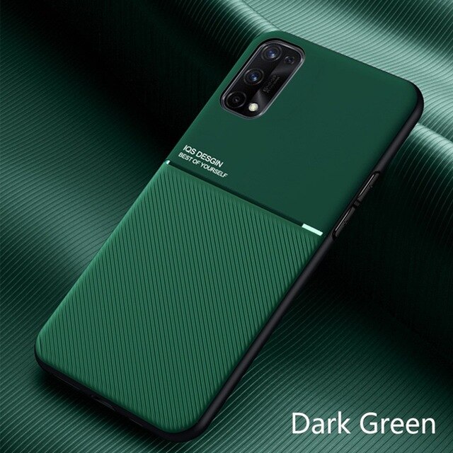 for realme7 5g case leather texture car magnetic holder phone covers for oppo realme 7 pro realmy realmi 7 7pro shockproof coque: for realme 7 4g / green