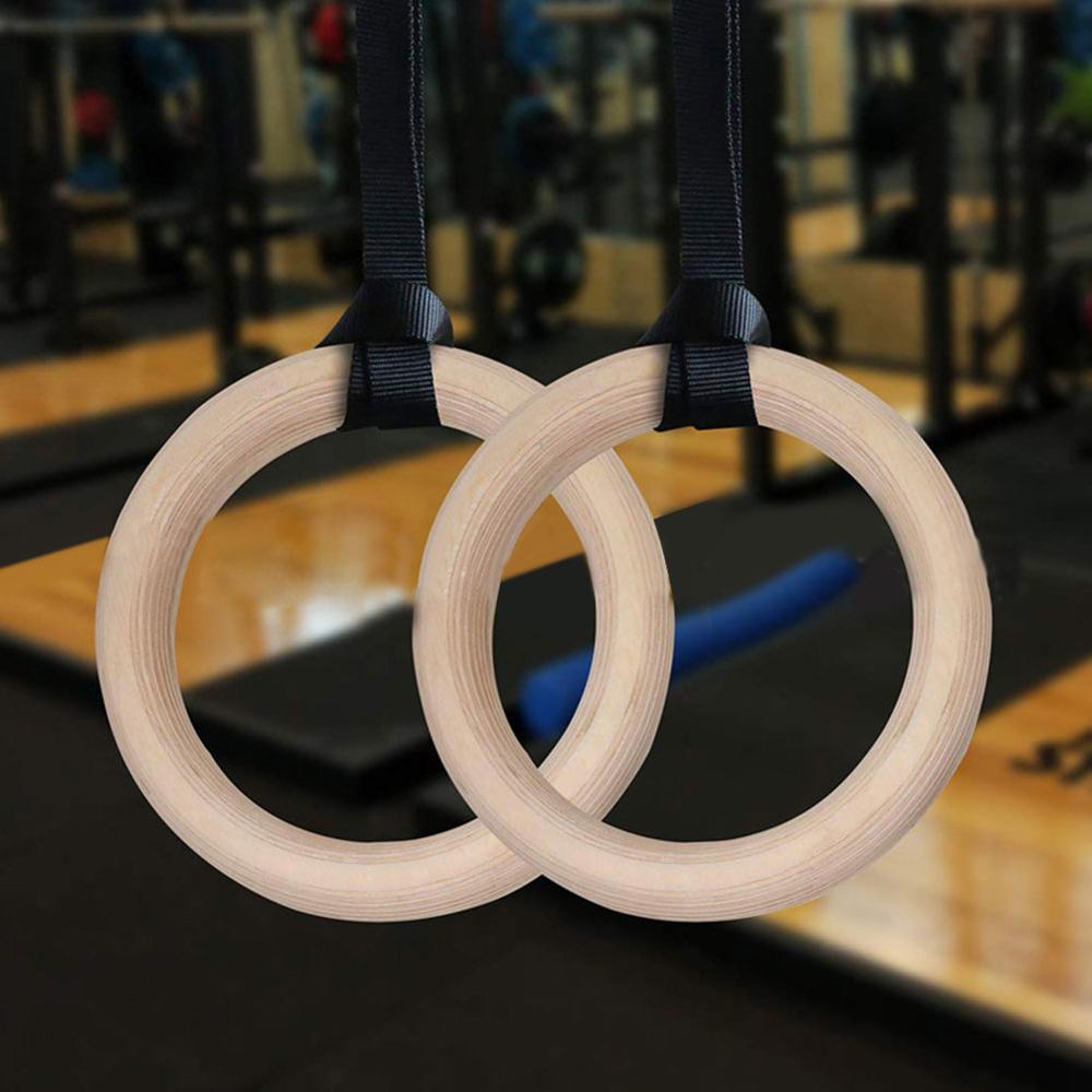 Houten 25Mm Oefening Fitness Gymnastiek Ringen Gym Oefening Crossfit Pull Ups Spier Ups