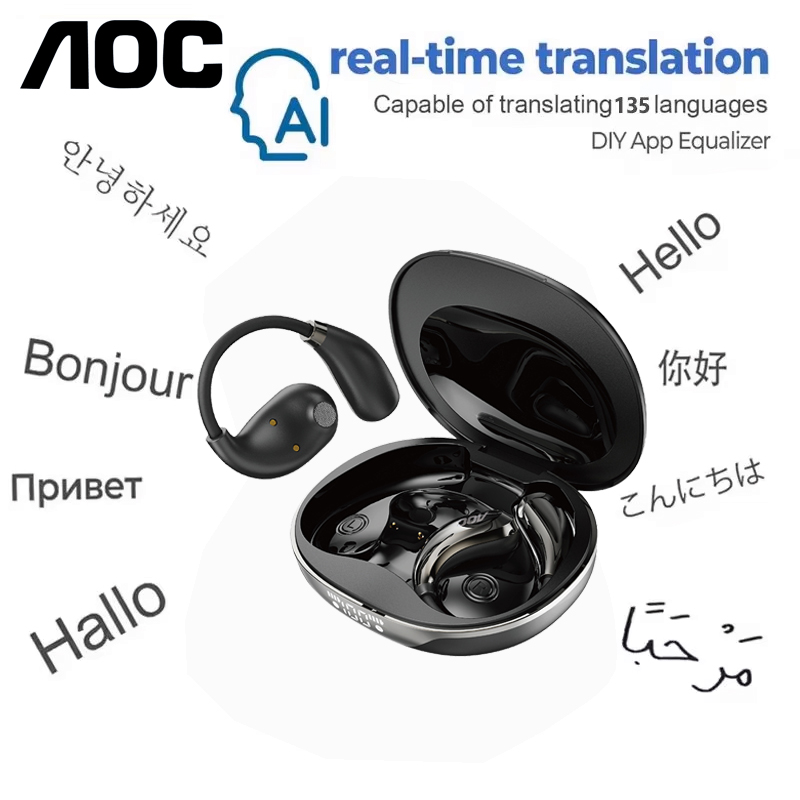 Choice AI Translation Original AOC ACD1514 OWS Bluetooth-Kopfhörer LED-Batterieanzeige Kopfhörer Ohrbügel Sport-Ohrhörer: Brown