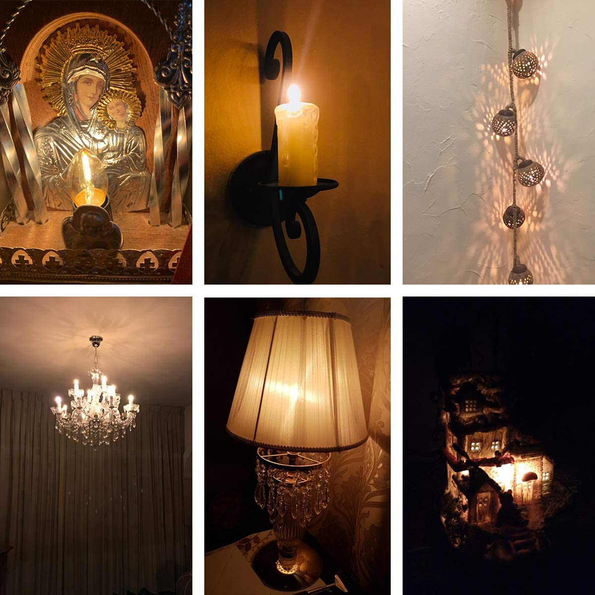 Bombillas LED de noche C7 lámpara E12 E14 Base bombillas decorativas 0,5 vatios vela pequeña mini bombilla 2200K vidrio ámbar