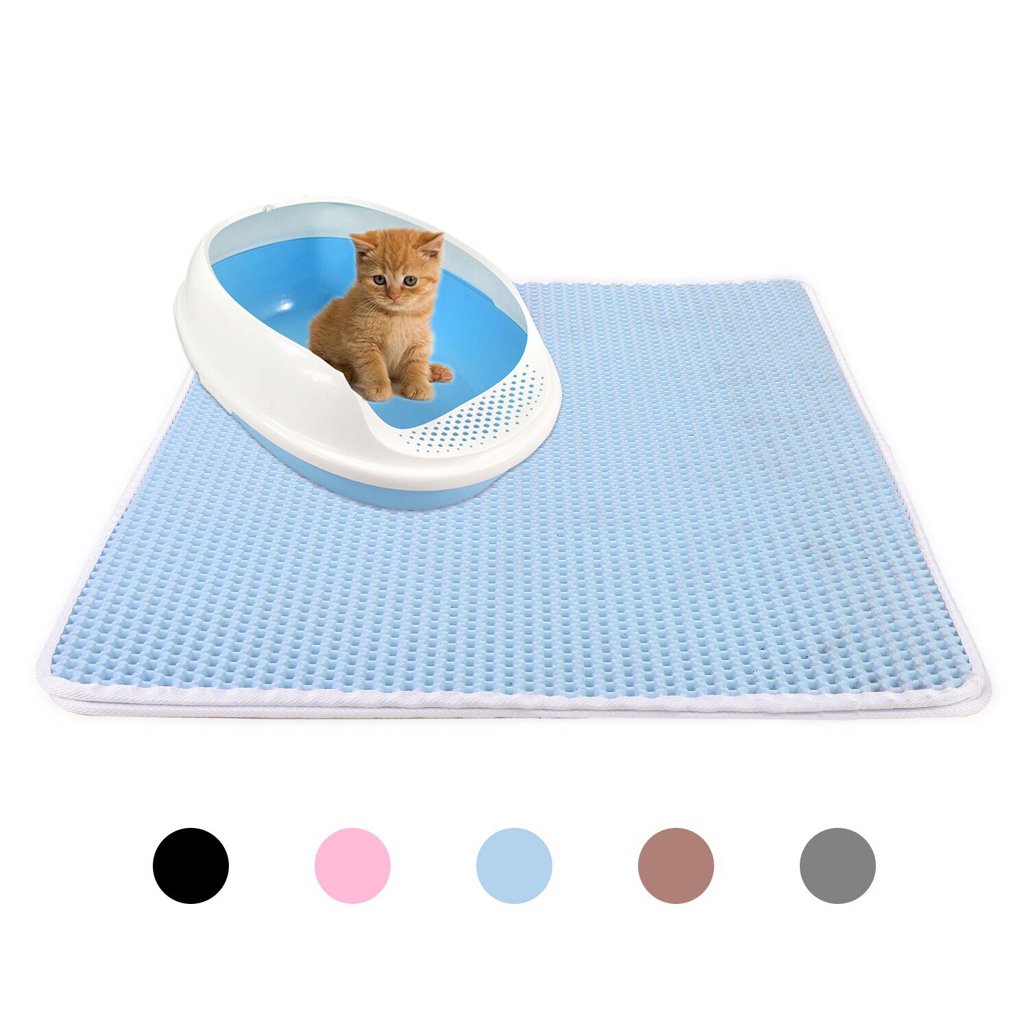 Haustiere Katzen Wurf matt Bett Haus Boden Doppel Schicht EVA Leder Wasserdichte Untere Fänger Heimat-matt Tragbare Tragbare Katze Produkte: Blau / 40x50cm