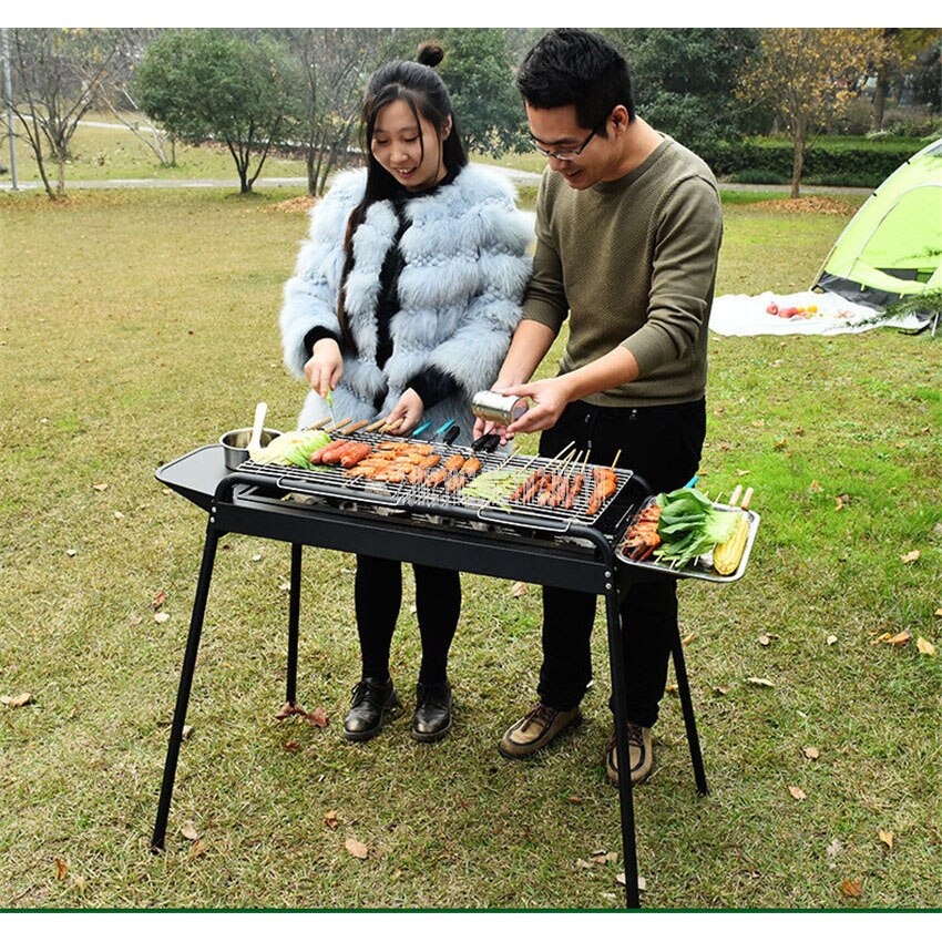 5-15 Person Metal BBQ Grill Electric Charcoal Grill Automatic Flip Barbecue Stove for Outdoor Picnic Home Garden Party Roasting
